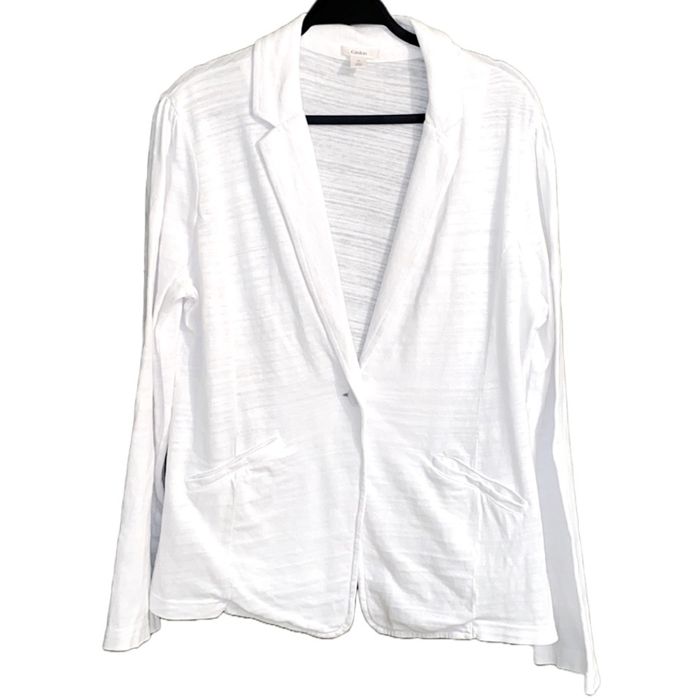 🤍 Caslon Nordstrom Cotton Knit One-Button Unlined Soft Casual White Blazer XL